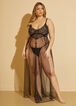 Crochet And Mesh Maxi Babydoll Set, Black image number 0