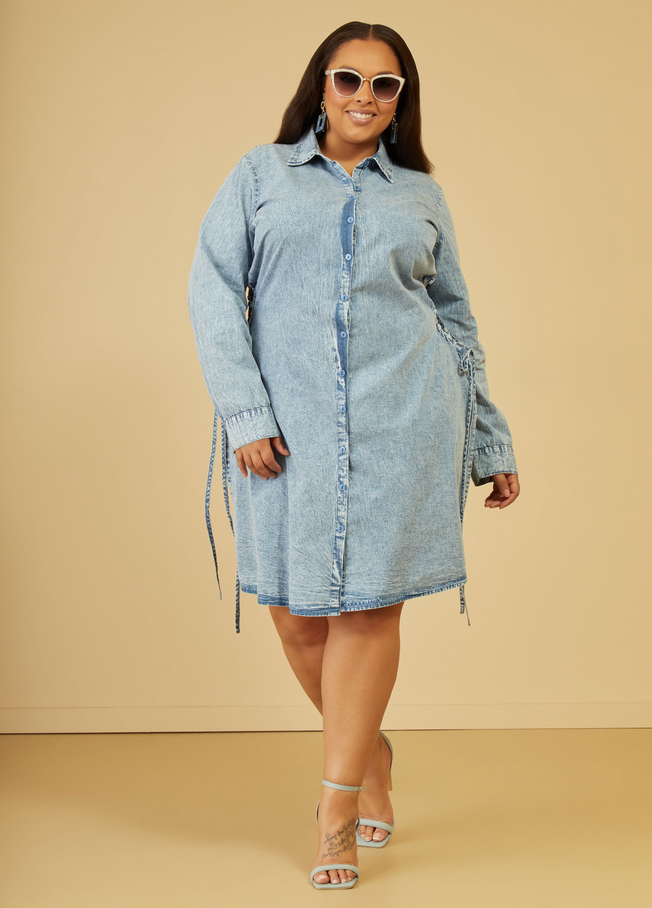 Plus Size denim dress plus size shirtdress plus size chambray dresses