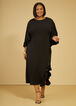 Ruffled Cape Effect Bodycon Dress, Black image number 2
