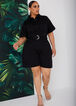 Cotton Twill Utility Romper, Black image number 3