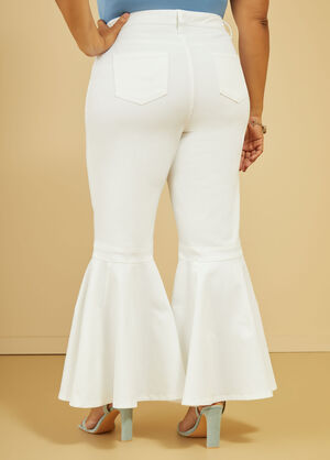 Mid Rise Bell Bottom Jeans, White image number 1