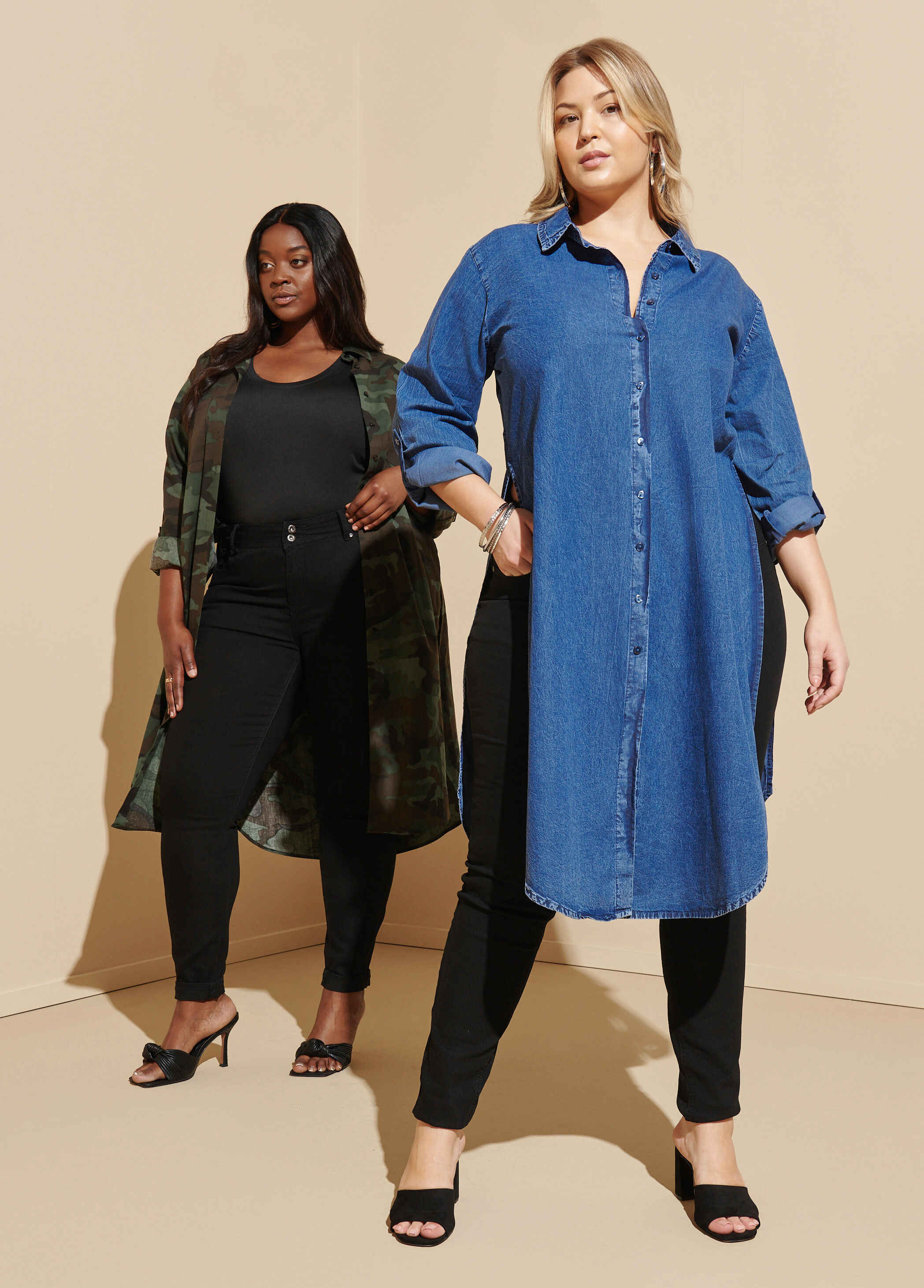 Plus size store duster shirt