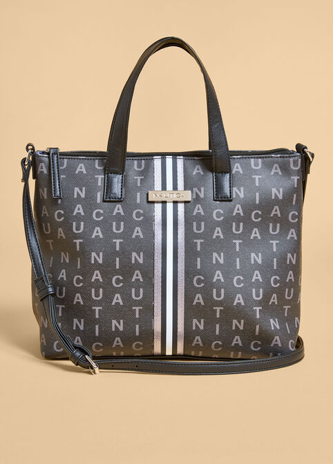 Nautica Logo Print Satchel, Black image number 0