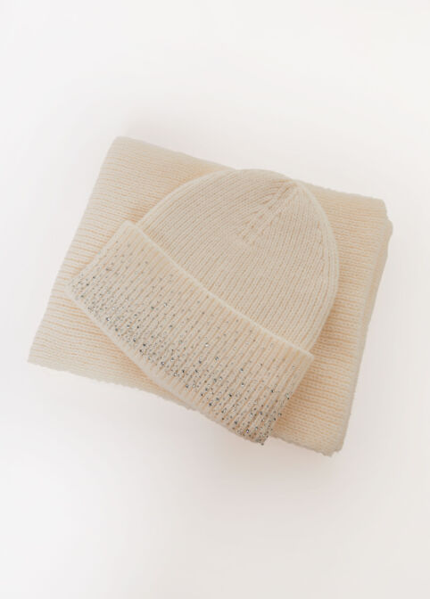 Crystal Scarf And Hat Gift Set, Ivory image number 1