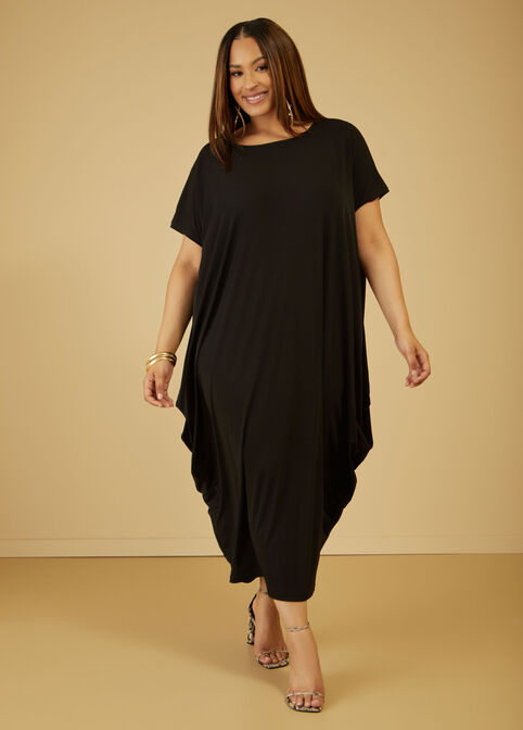 Draped Maxi Dress, Black image number 0