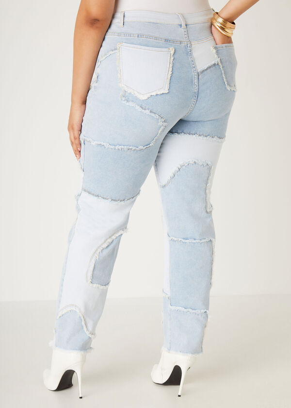 Patchwork High Rise Skinny Jeans, Dk Rinse image number 1