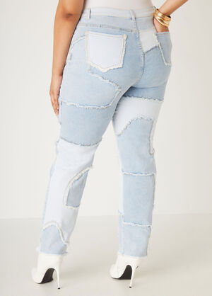 Patchwork High Rise Skinny Jeans, Dk Rinse image number 1