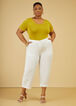 Cuffed Stretch Cotton Capris, White image number 2