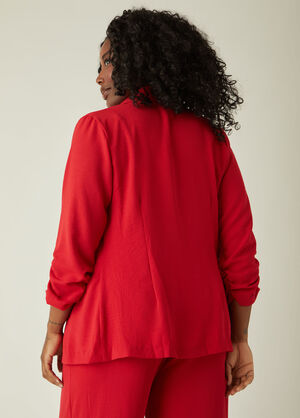 Textured Open Front Blazer, Red image number 1