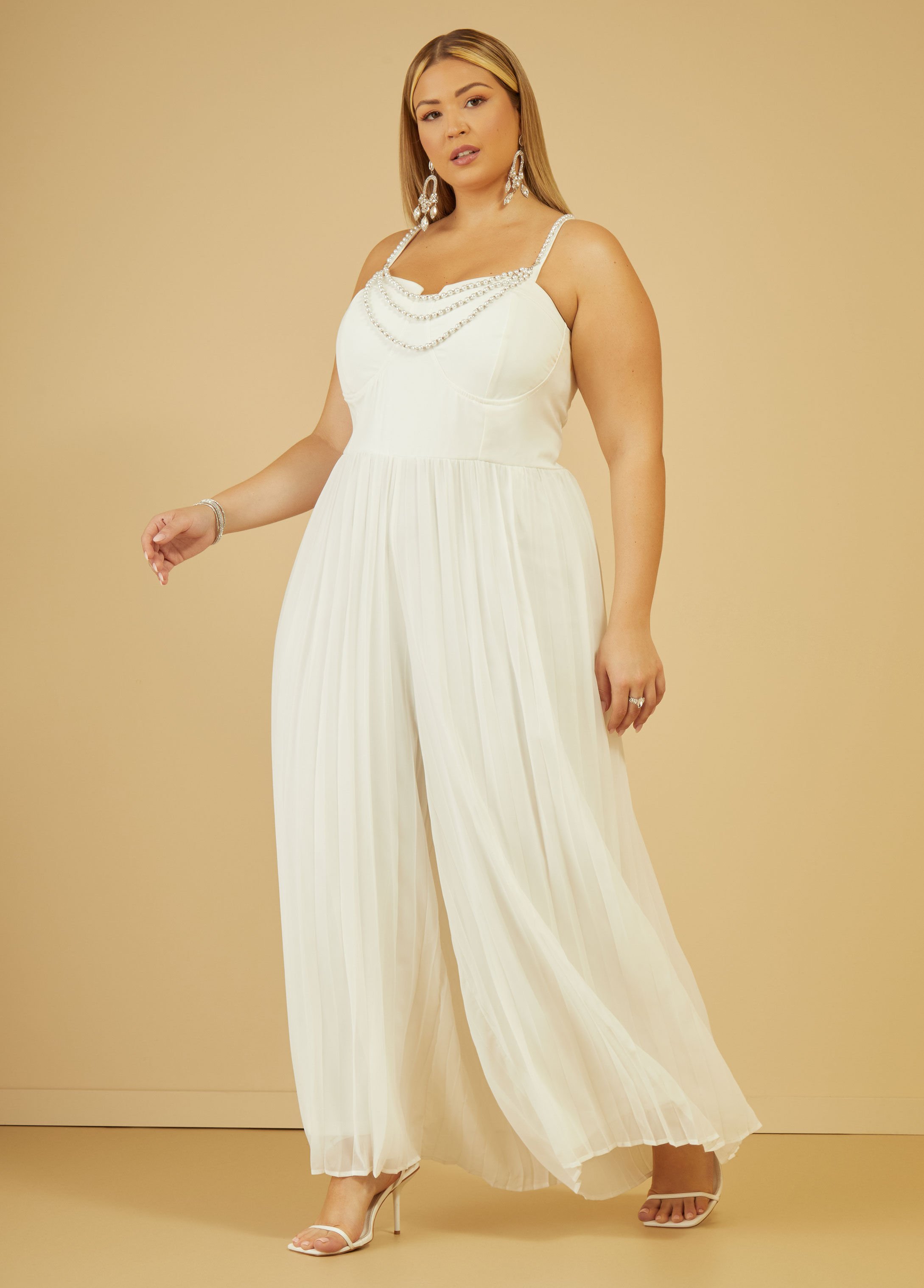 Plus size white jumpsuits for evening online