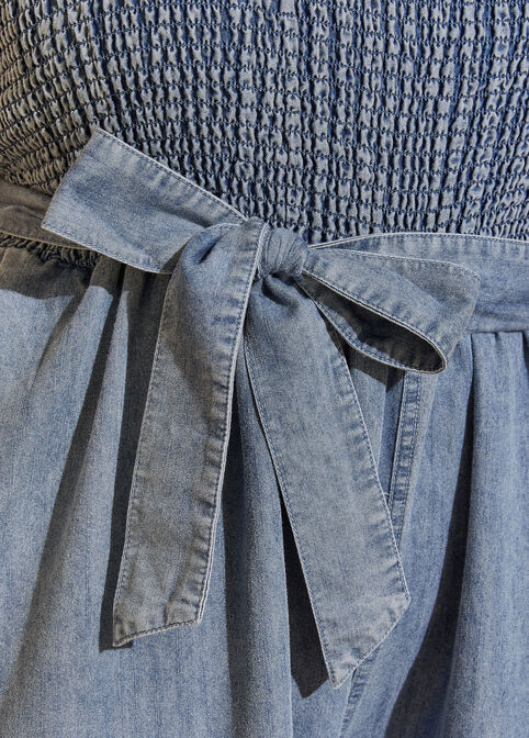 Belted Chambray Jumpsuit, Indigo image number 3