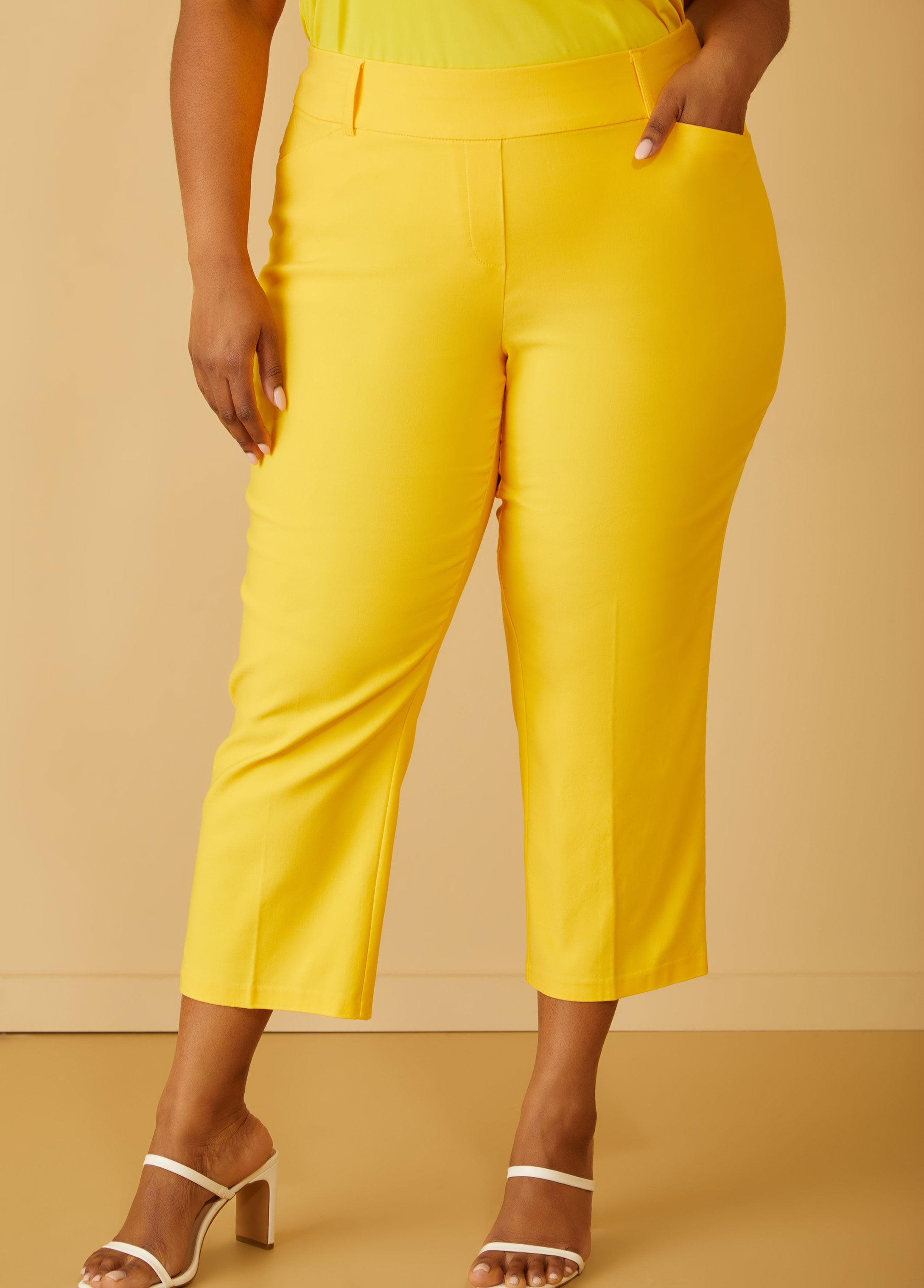 Plus Size Capris Plus Size Stretch Twill Pull On High Waist Capri