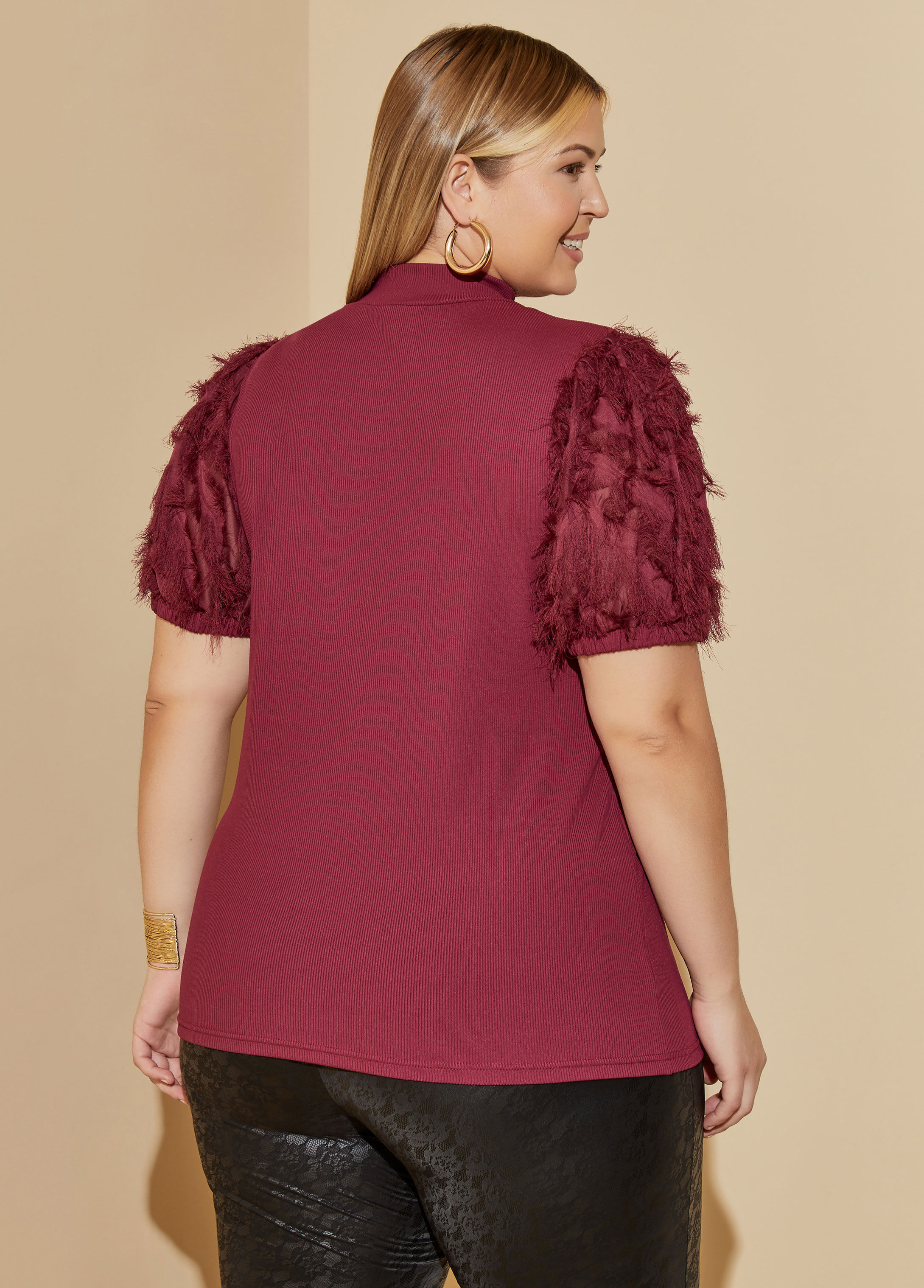 Plus Size ribbed knit frayed top plus size womens fall knit tops