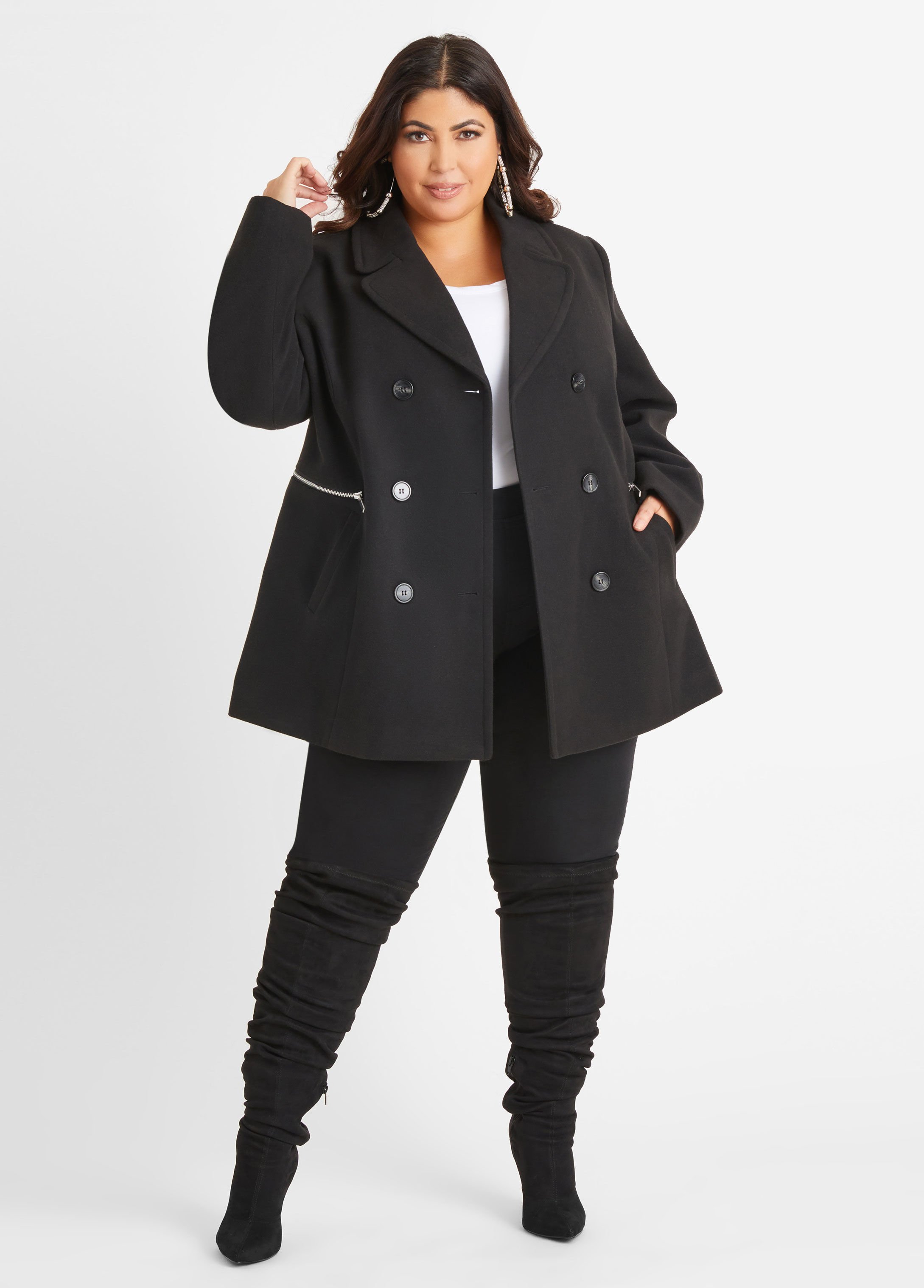 plus size peplum peacoat