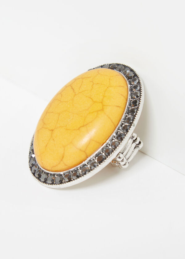 Crystal And Stone Stretch Ring, Nugget Gold image number 1