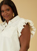 Ruffled Denim Shirt, Ivory image number 2