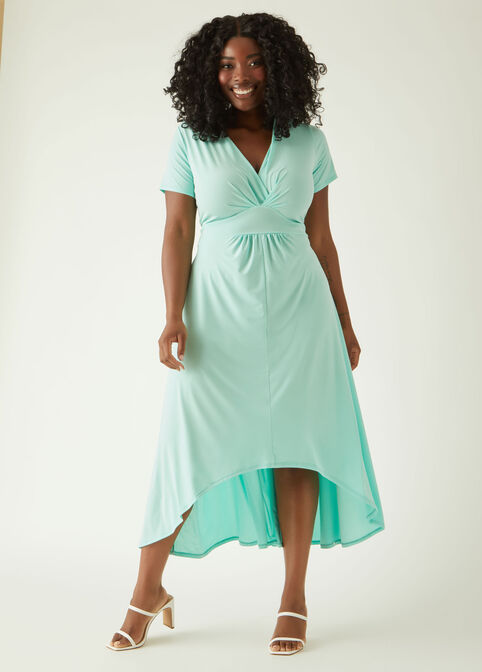 Belted Hi Low Midi Dress, Lime Green image number 0