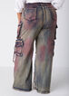 Whiskered Wide Leg Cargo Jeans, Orange image number 1