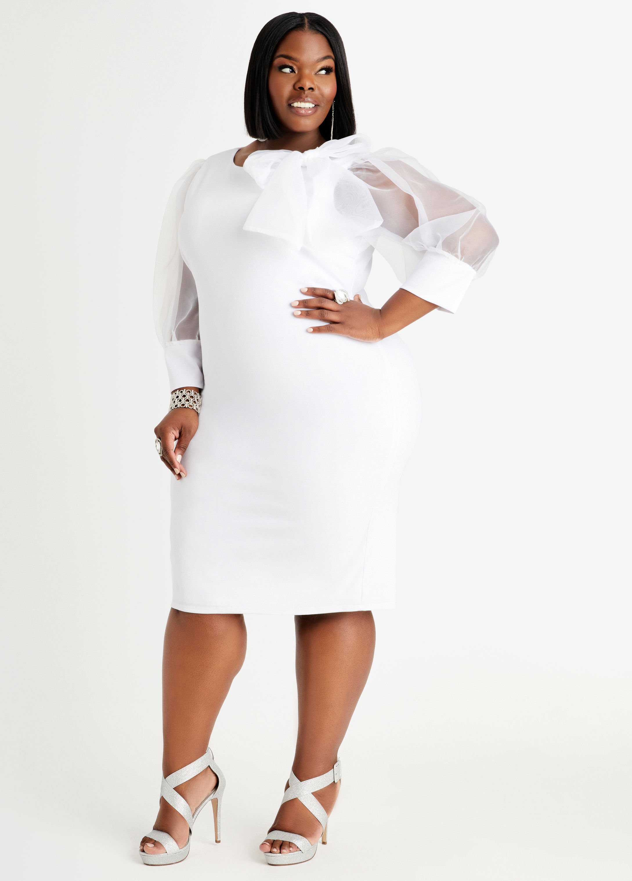 White sheath dress plus on sale size