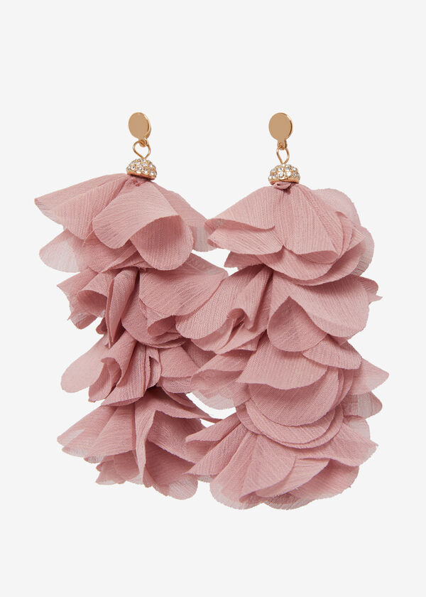 Chiffon Petal & Crystal Earrings, Blush image number 1