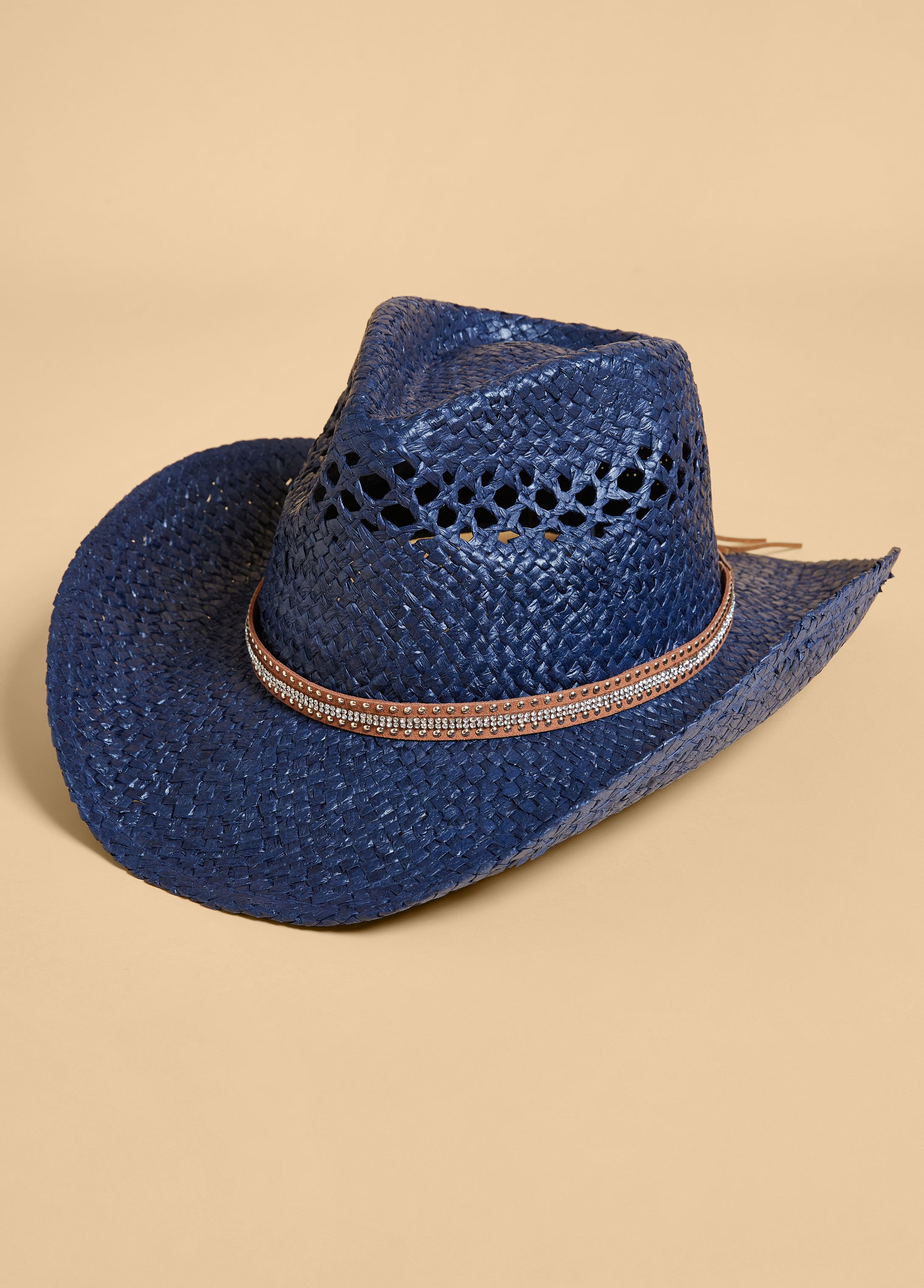 Embellished Woven Straw Cowboy Hat