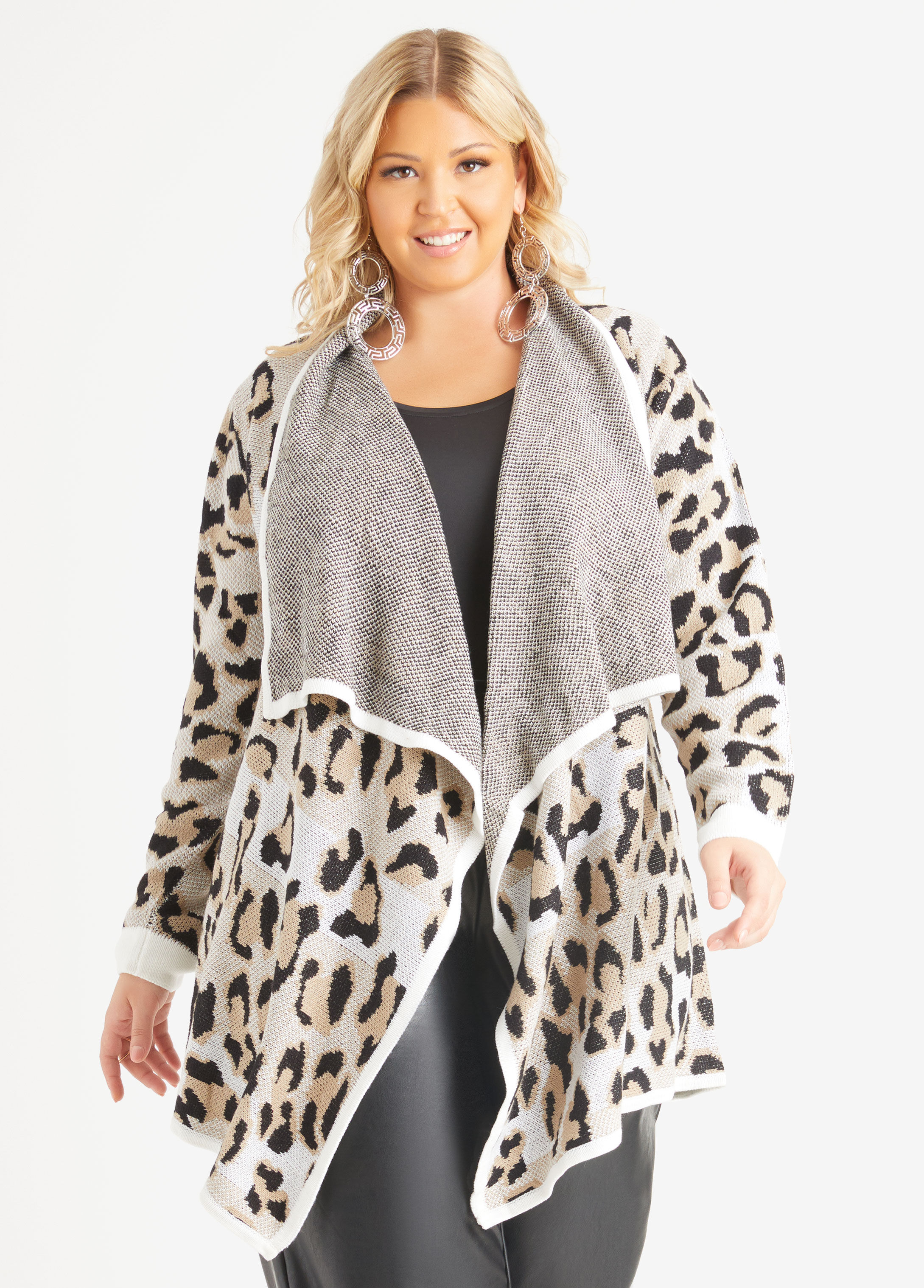 Draped Leopard Cardigan