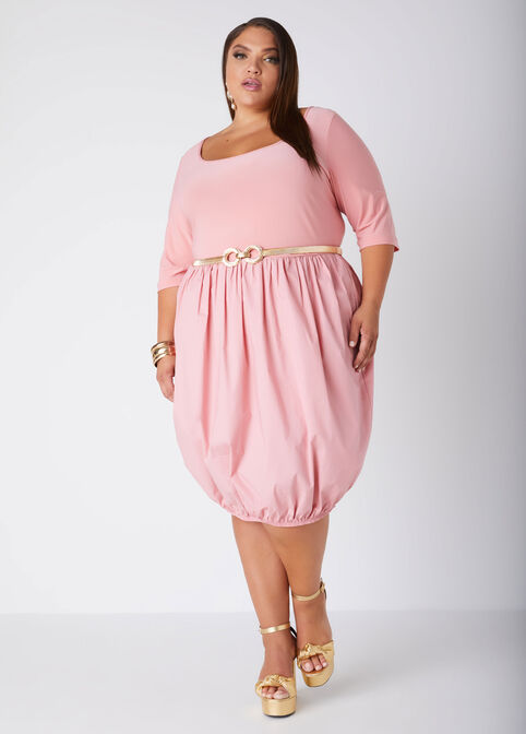 Paneled Bubble Dress, Blush image number 2