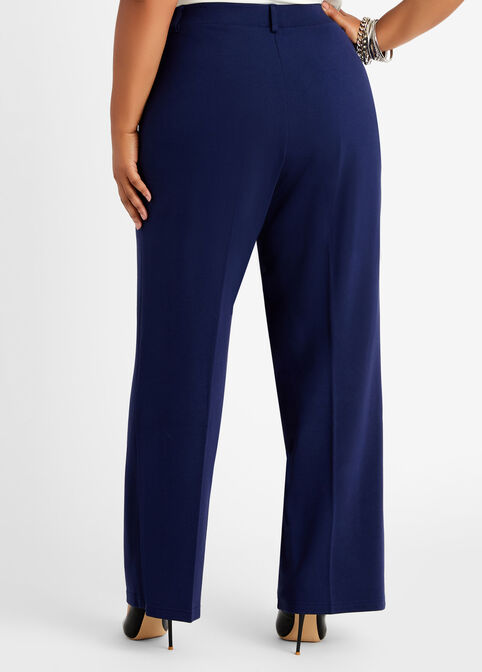 Plus Size Navy Ponte Pull On High Waist Tummy Control Trouser Pant