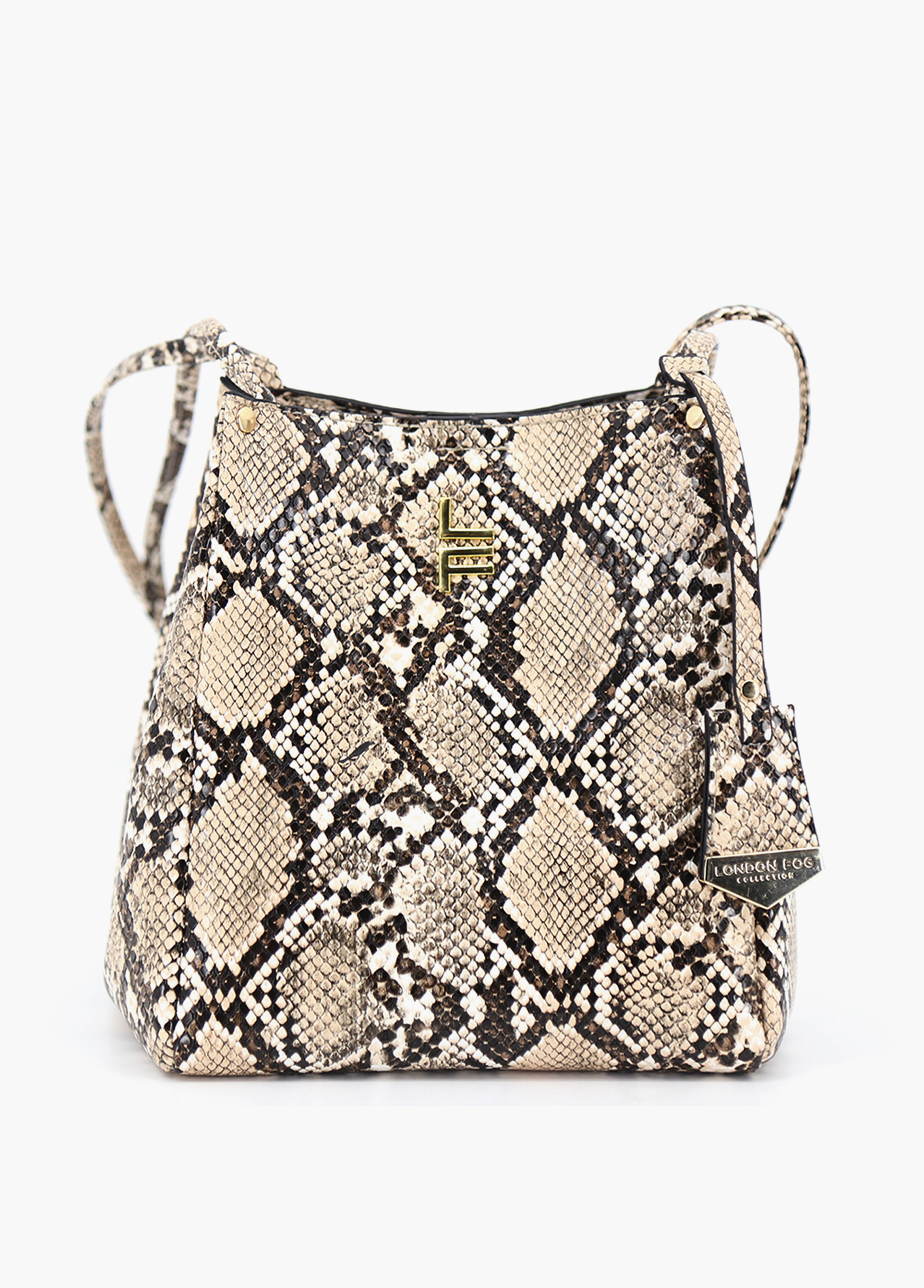 Shop Luxe Designer London Fog Coco Python Logo Crossbody Handbag