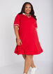 Stripe Trimmed Jersey Polo Dress, Tango Red image number 2