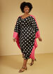 Polka Dot Split Front Kaftan Dress, Black White image number 2