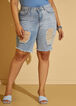 Frayed Distressed Denim Shorts, Med Sky Blue image number 2