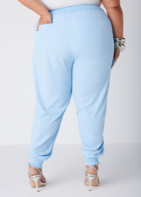 Mid Rise Drawstring Cargo Joggers, POWDER BLUE image number 1