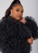 Cropped Ruffled Tulle Shrug, Black image number 3