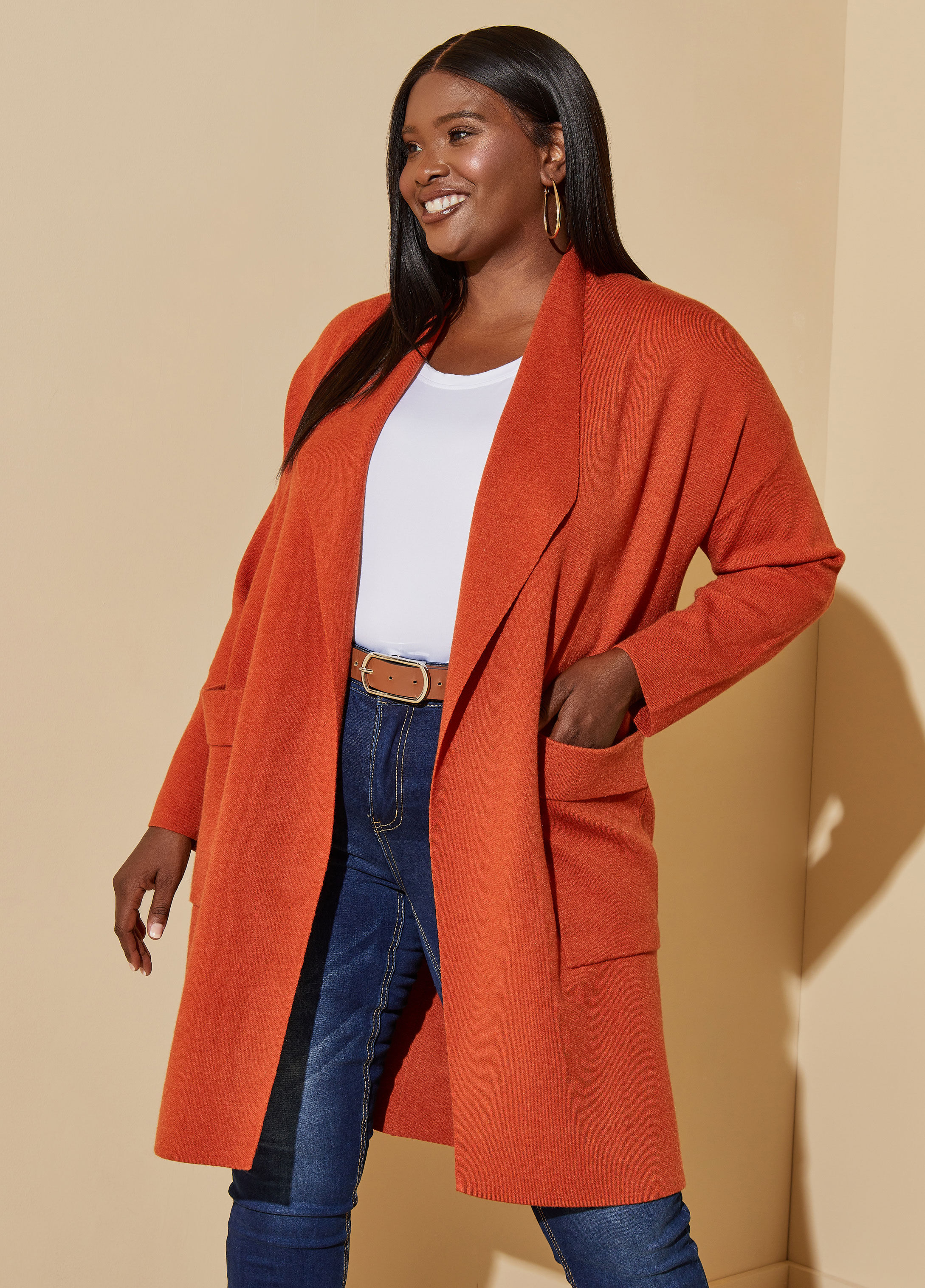 Plus Size knitted cardigan plus size knit duster layer