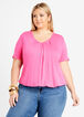 Pleated Short Sleeve Bubble Top, Fuchsia image number 0
