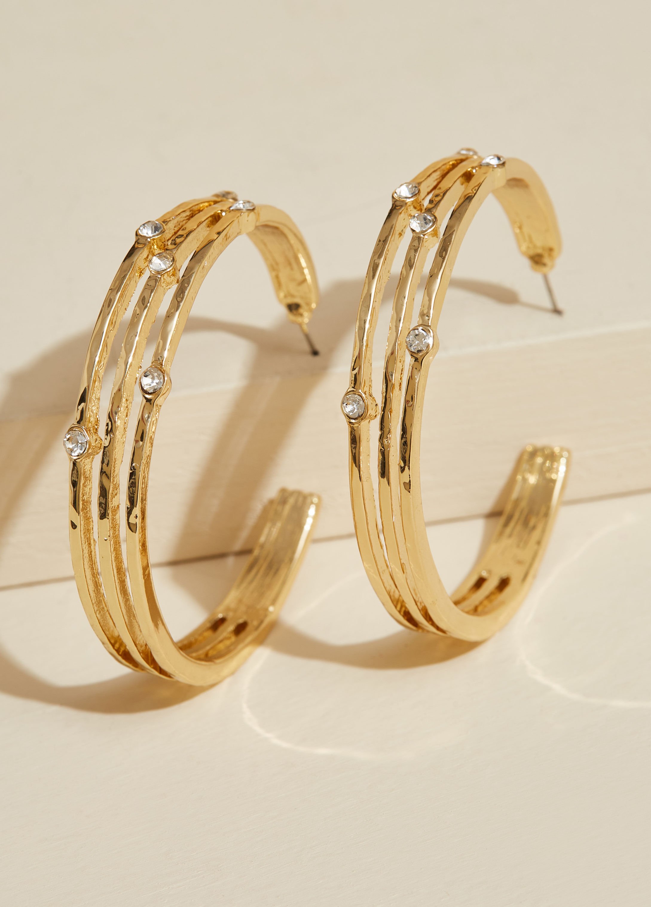 Hammered Crystal Hoop Earrings