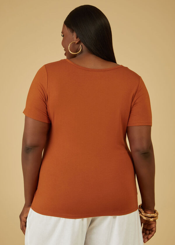 Basic Jersey Scoop Neck Tee, Umber image number 1