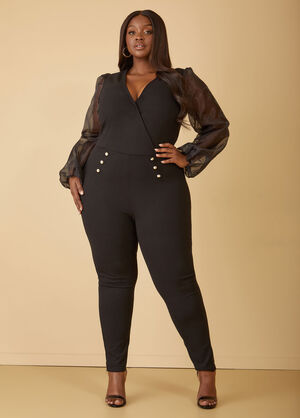 Plus Size Tall Cutout Faux Wrap Jumpsuit, RED, 22/24 - Ashley Stewart -  Yahoo Shopping