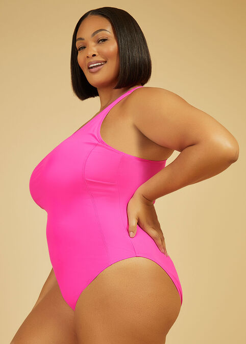 Nicole Miller Racerback Swimsuit, Pink image number 2