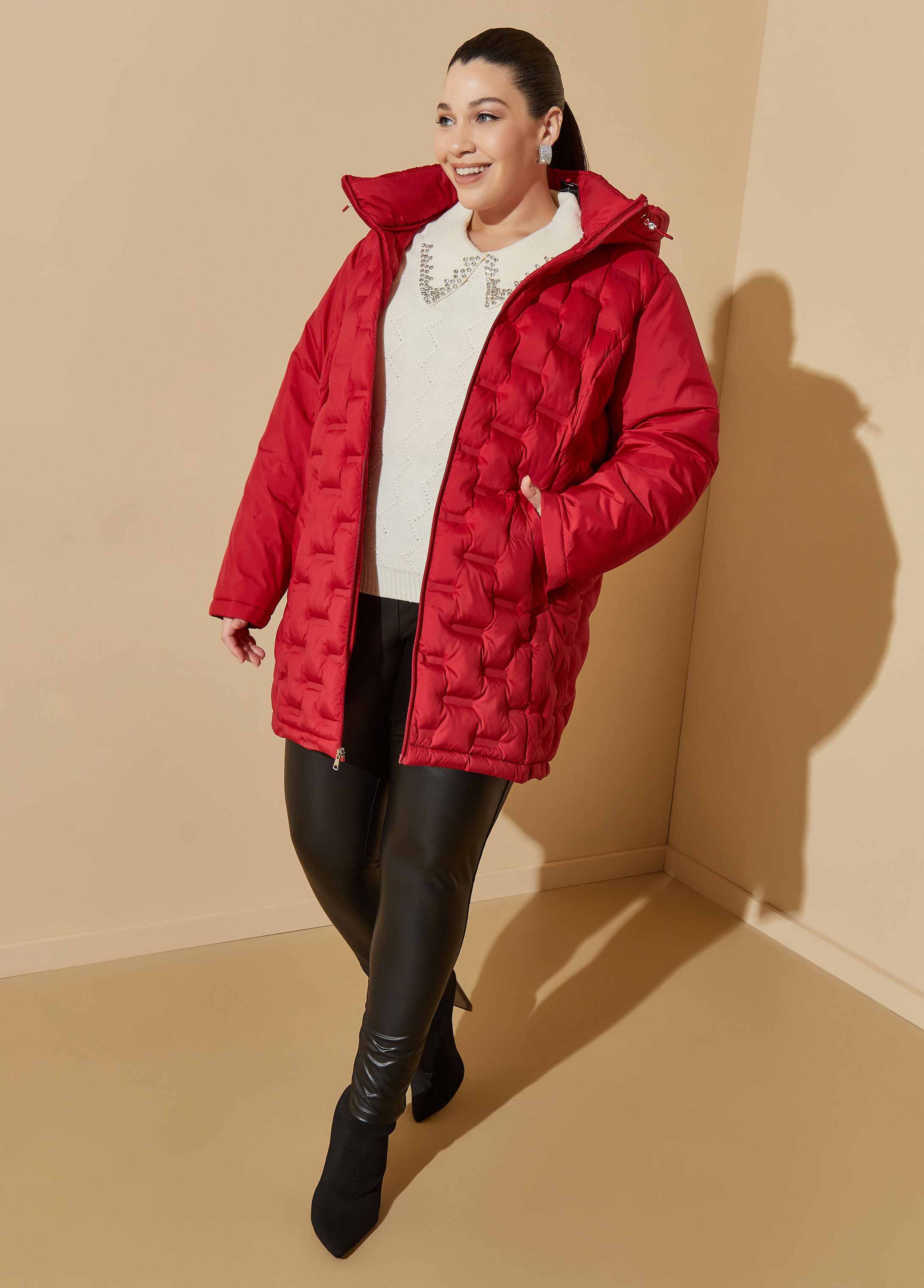 Plus Size Quilted Puffer Coat Plus Size Jacket