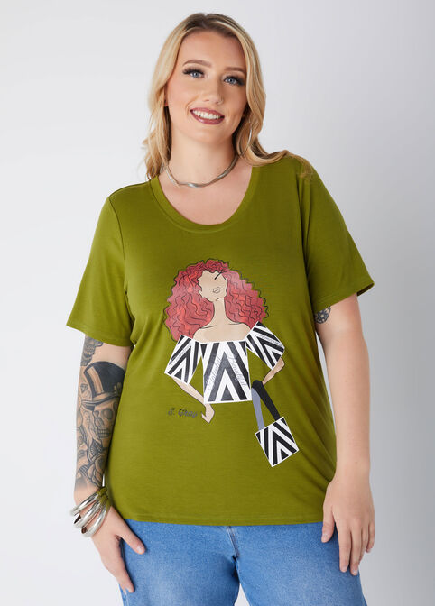 Sheila Gray Affirmations Tee, Olive image number 2