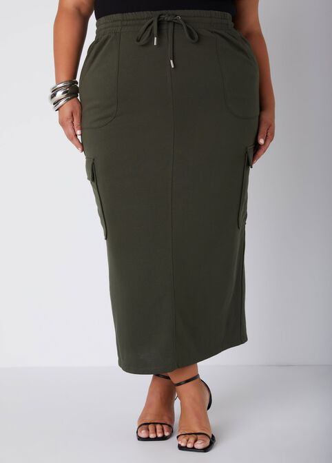 French Terry Maxi Cargo Skirt, Deep Depths image number 2