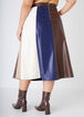 Colorblock Faux Leather Midi Skirt, Multi image number 1