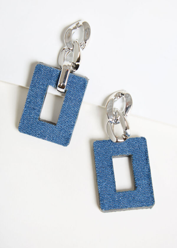 Chain Link And Denim Earrings, Denim image number 1