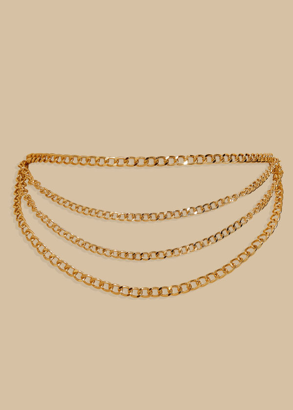 Golden maxi chain belt Beige