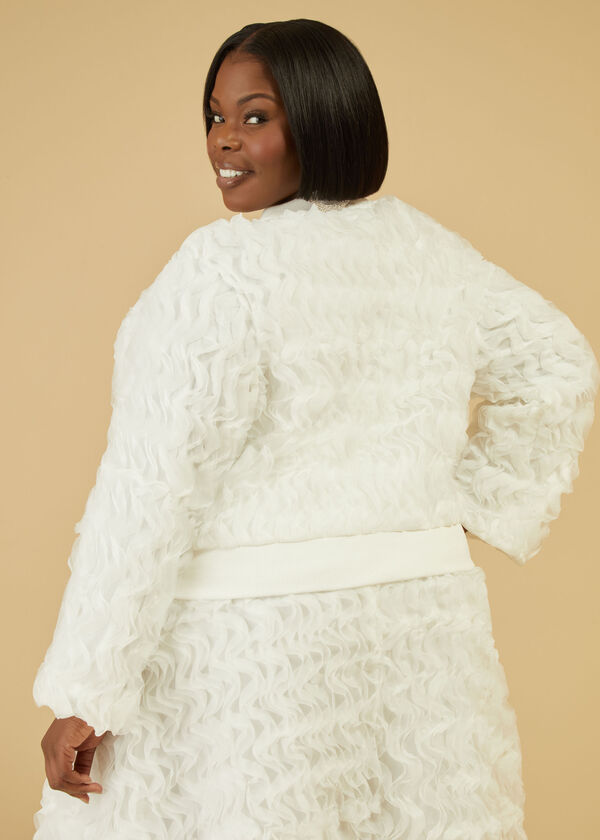 Ruffled Tulle Bomber Jacket, White image number 1