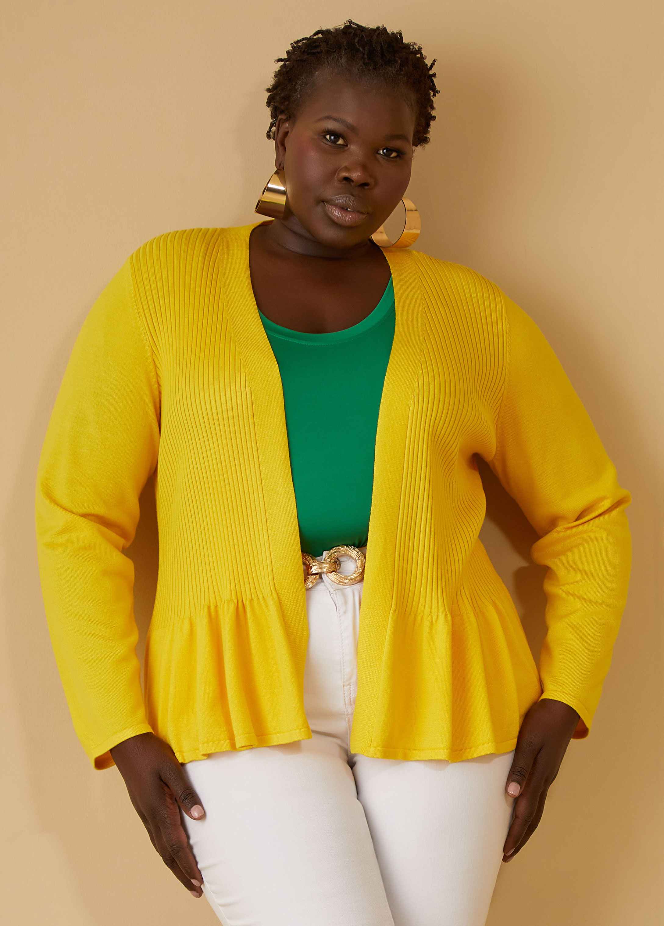 Plus size outlet tie front cardigan