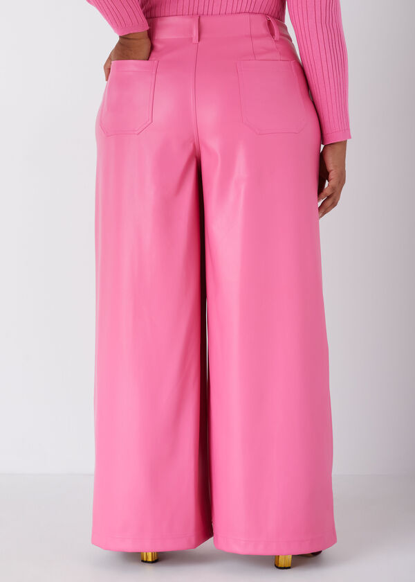 Faux Leather Wide Leg Pants, Fandango Pink image number 1