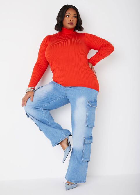 Ribbed Turtleneck Sweater, Potters Clay image number 2